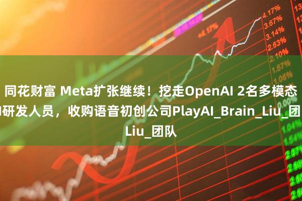 同花财富 Meta扩张继续！挖走OpenAI 2名多模态AI研发人员，收购语音初创公司PlayAI_Brain_Liu_团队
